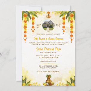 Hindu Griha Pravesh Einladungskarte mit Foto Einladung