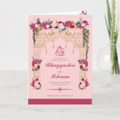 Hindu Hochzeitfeier Pink Tropical Floral Programm (Vorderseite)