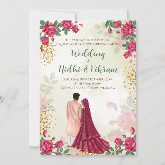 Hindu-Hochzeitkarten & indische Einladungen (Vorderseite)