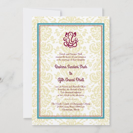 Hindu-Hochzeitseinladung Einladung (Vorderseite)