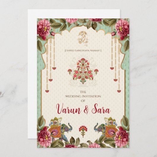 Hindu Hochzeitseinladung & indische Einladungen (Vorne/Hinten)