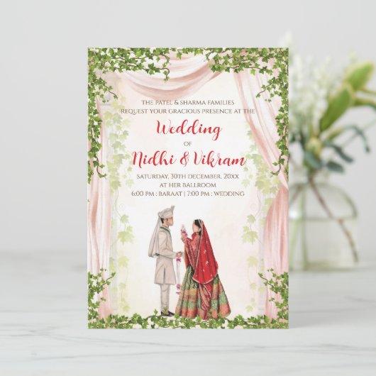 Hindu Hochzeitseinladungen & indische Hochzeitskar Einladung (Stehend Vorderseite)
