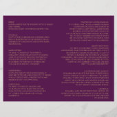 Hindu-Hochzeitsprogramm für lila Glitzer und Gold (Rückseite)