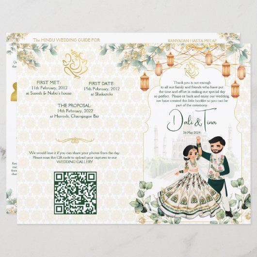 Hindu-Hochzeitsrituale Programm grünes Gold (Vorne/Hinten)