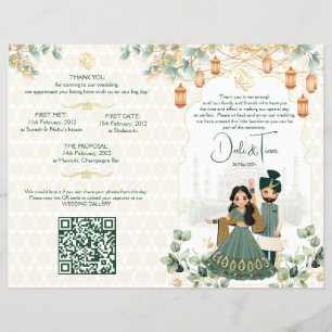 Hindu-Hochzeitsrituale Programm grünes Gold Flyer