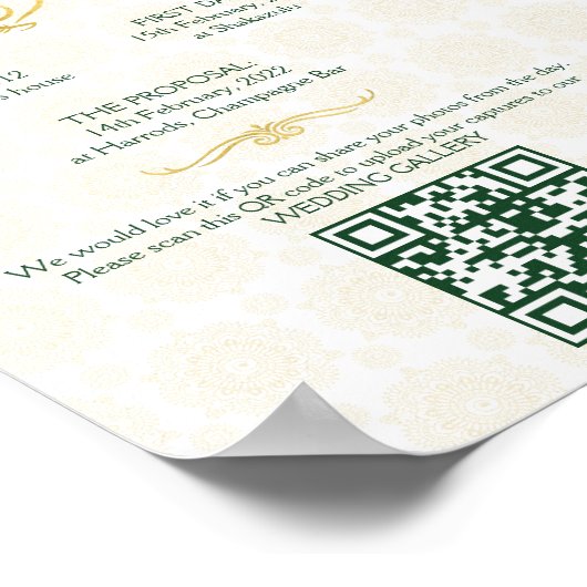 Hindu-Hochzeitsrituale Programm grünes Gold Vorlag Poster (Ecke)