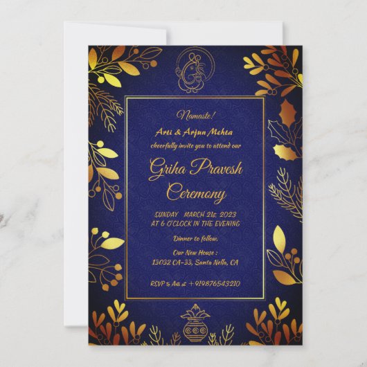 Hindu House Erwärmung Griha Pravesh Einladung (Vorderseite)