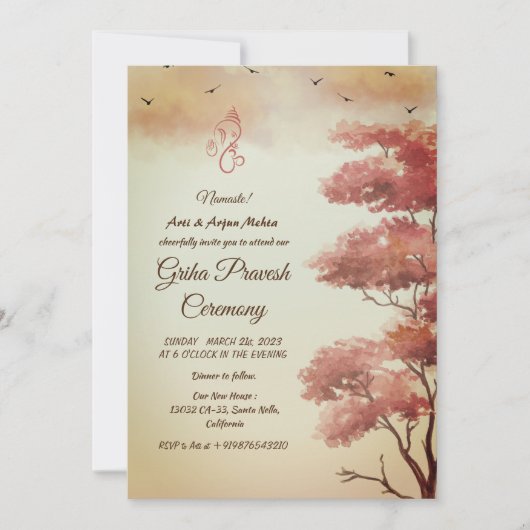 Hindu House Erwärmung Griha Pravesh Einladung (Vorderseite)