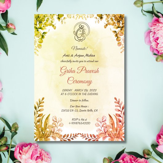 Hindu House Erwärmung Griha Pravesh Einladung