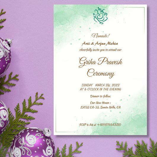 Hindu House Erwärmung Griha Pravesh Einladung