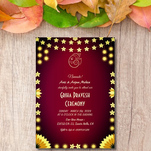 Hindu House Erwärmung Griha Pravesh Einladung