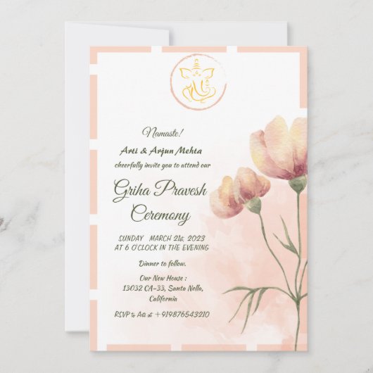 Hindu House Erwärmung Griha Pravesh Einladung (Vorderseite)
