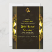 Hindu House Erwärmung Griha Pravesh Golden Chakra Einladung (Vorderseite)