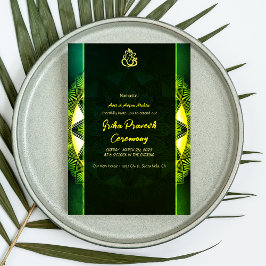 Hindu House Erwärmung Griha Pravesh Golden Chakra Einladung