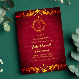 Hindu House Erwärmung Griha Pravesh Golden Ganesha Einladung