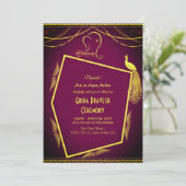 Hindu House Erwärmung Griha Pravesh Golden Peacock Einladung (Stehend Vorderseite)