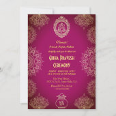 Hindu House Erwärmung Griha Pravesh Intricentive D Einladung (Vorderseite)