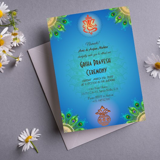 Hindu House Erwärmung Griha Pravesh Intricentive D Einladung
