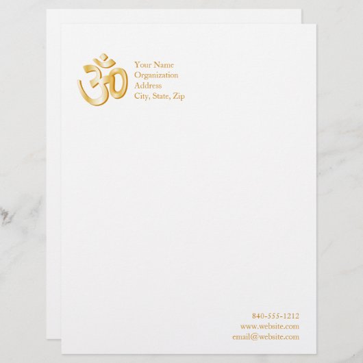 Hindu Om Symbol 8,5" x 11" Briefbogen (Vorne/Hinten)