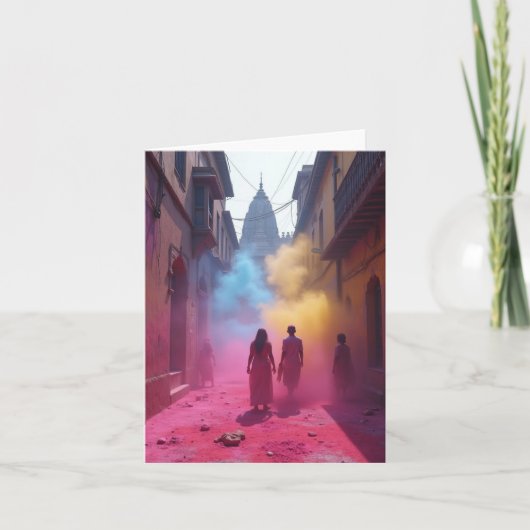 HINDU Warum Regenbogen jagen, wenn es HOLI gibt Dankeskarte (Vorderseite)