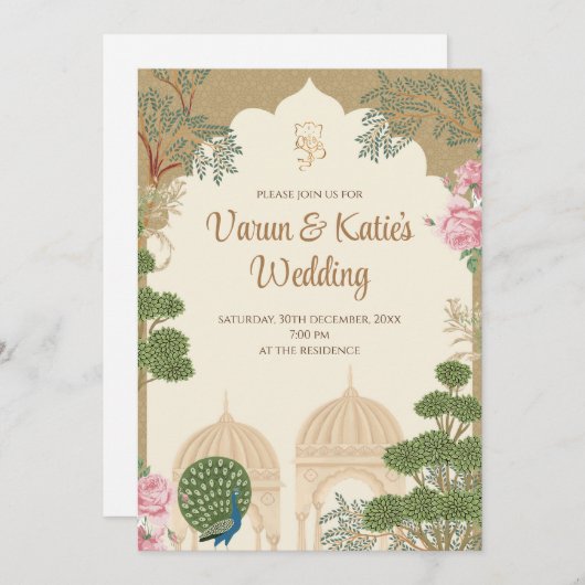 Hindu Wedding Card Digitale und indische Hochzeit Einladung (Vorne/Hinten)