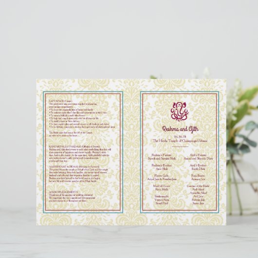 Hindu Wedding Program Flyer (Stehend Vorderseite)