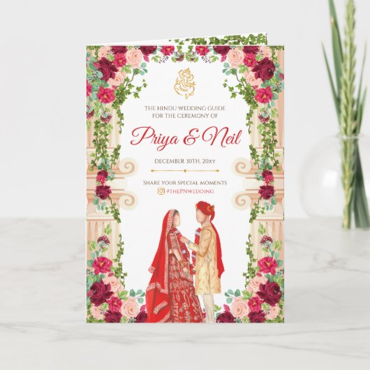 Hindu-Zeremonie-Programm und indisches Hochzeitspr Programm (Vorderseite)