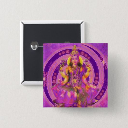 Hinduismus Goddess Lakshmi Button (Vorne & Hinten)