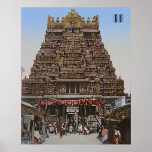 Hinduist Temple in Madurai, Indien (1890) Poster