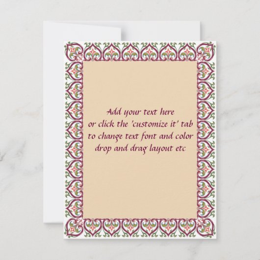 Hinduistische arabische Hochzeit oder Einladung vo (Rückseite)