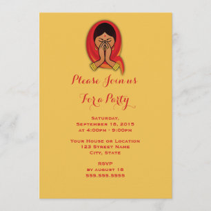 Hinduistische Frau in Namaste-Pose tGenerische Par Einladung