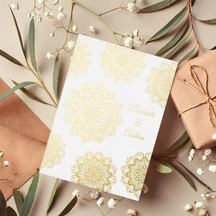 Hinduistische Gold-Mandala-Hochzeit Folieneinladung