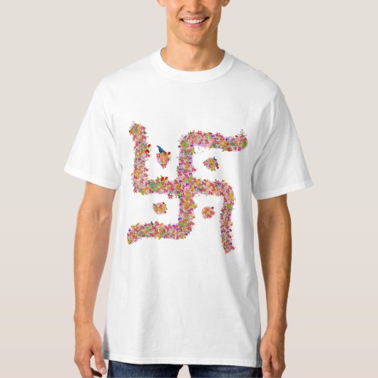 Hindus Blumen-Hakenkreuzsymbol T-Shirt (Vorderseite)