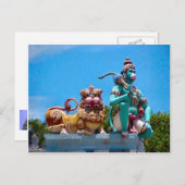 Hindutempel, Affe und Löwe Postkarte (Vorne/Hinten)