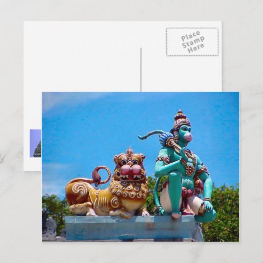 Hindutempel, Affe und Löwe Postkarte (Vorne/Hinten)