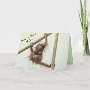 Hineinhängen Baby Orangutan Grußkarte Karte
