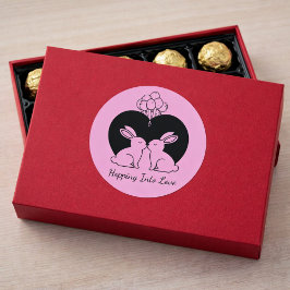 Hineinhüpfen in die Liebe - Süße Valentinstag-Hase Runder Aufkleber