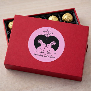 Hineinhüpfen in die Liebe - Süße Valentinstag-Hase Runder Aufkleber