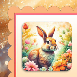 Hineinhüpfen in Ostern mit Joy Vintage Bunny Quadratischer Aufkleber