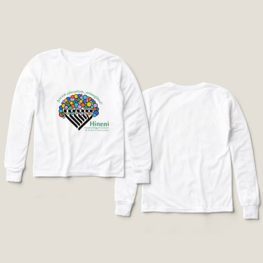 Hineni Learning Center Kids' Long-Sleeve White (Design Vorderseite & Rückseite)