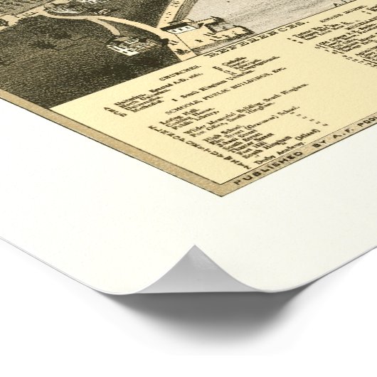 Hingham, MA Panoramic Map - 1885 Poster (Ecke)