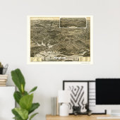 Hingham, MA Panoramic Map - 1885 Poster (Heimbüro)