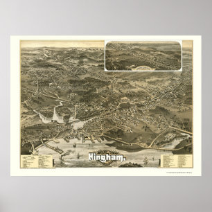 Hingham, MA Panoramic Map - 1885 Poster