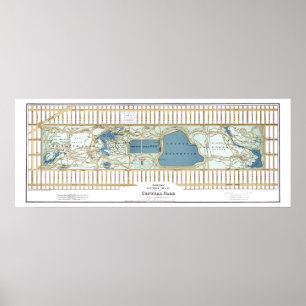 Hinrichs Führer-Karte 1875 des Central Park Poster