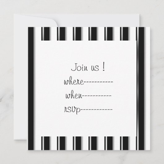 Hinter Bars: Schwarzer Streifen (Foto oder Farbe h Einladung (Rückseite)