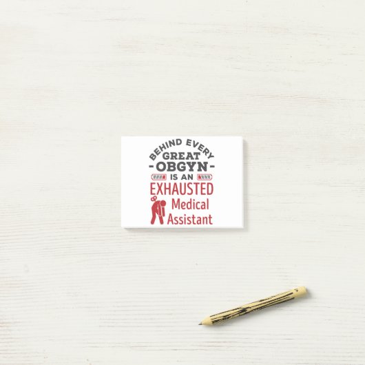 Hinter dem großen OBGYN-medizinischen Assistenten Post-it Klebezettel (Auf Schreibtisch)