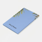 Hinter dem tropischen Palm Fronds blauer Himmel Post-it Klebezettel (angewinkelt)