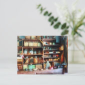 Hinter dem Zähler im allgemeinen Store Postkarte (Stehend Vorderseite)