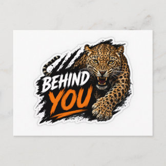 Hinter dir Leopard Postkarte