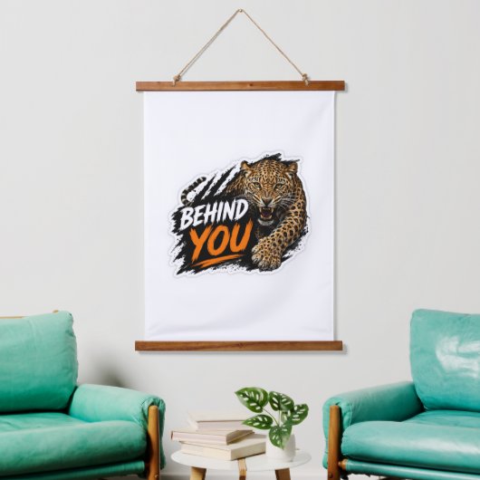 Hinter dir Leopard Wandteppich Mit Holzrahmen (Wohnzimmer)
